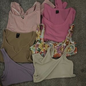 SHEIN Pink, Tan, Cream, and Purple Tank Tops Collection